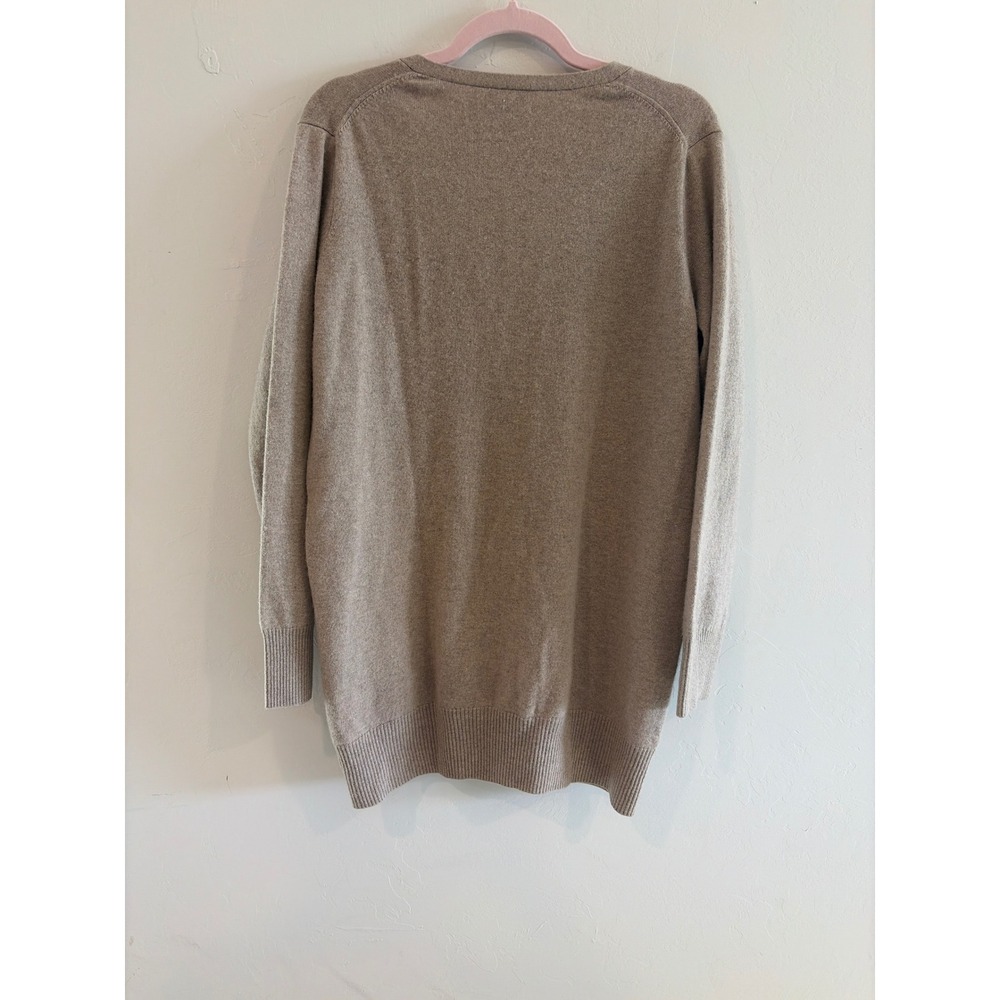 Pure Collection 100% Cashmere Cardigan Sweater Tan Beige V-Neck Longline US 8/10 - Picture 6 of 7